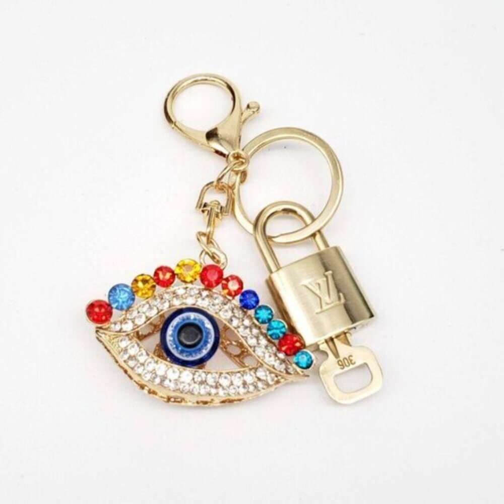 LV Authentic Gold Lock & Key 🔑 Luxury Bag Charm w/ Unbranded Keychain